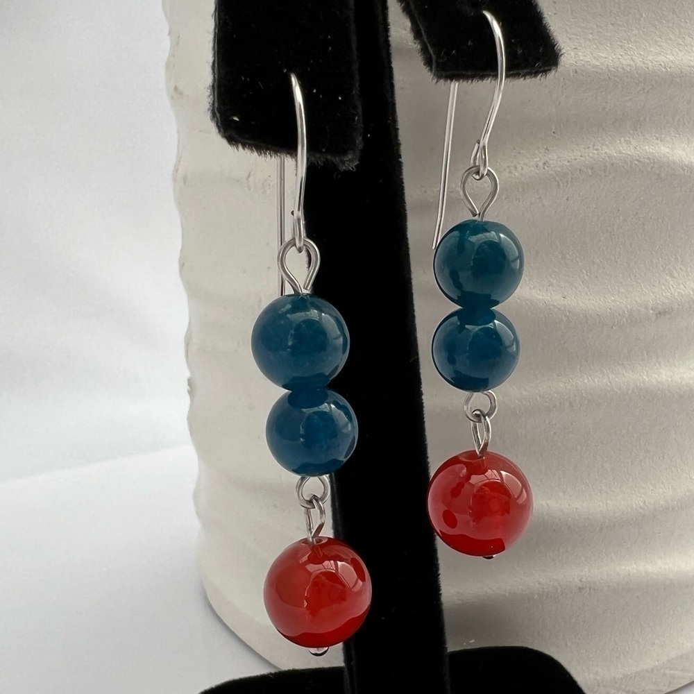 Dangle Earrings with Carnelian & Jade Stainless
